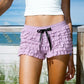 Women Y2K Multi‑Layer Ruffle Shorts Elastic Waist Satin Bow Decor Cute Sweet Mini Bloomers Casual Streetwear Short Pants
