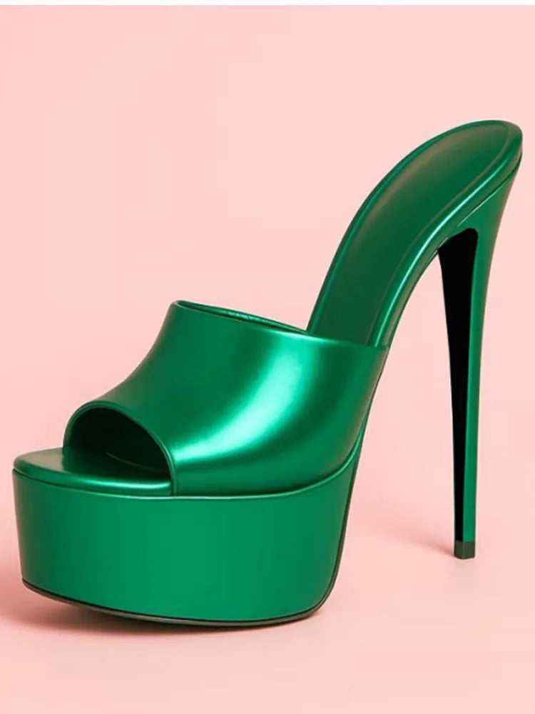 Summer New Women's Thick Bottom, Fine High Heels, Toothed Cool Slippers, Fashion Show, Party, Ultra High Heel Sandals