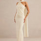 Women Halter Neck Draped Ruched Maxi Dress Sleeveless Backless Split Bodycon Evening Elegant Wedding Party Long Dress