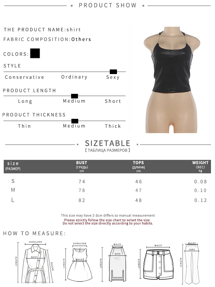 Snake Leather Tank Top Women Sexy Hottie Low-Neck Fashion Trend Midnight Party Club Streetwear Music Festival Vest