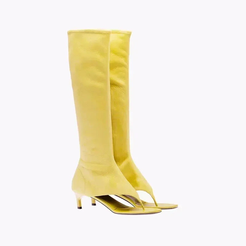 New European and American Fish Mouth Clip Toe Mid Boot, Fashionable Thin High Heel Side Zipper Women's High Tube Cool Boot
