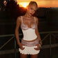2 Piece Set Sequined Backless Cami Top and Mesh Mini Skirt Matching Sets Sexy Womens Outfit Summer 2026