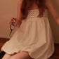 Chest Wrap Dress Women Round Stamp Print Fluffy Hem Sleeveless Simple Classic High Street Daily Chic Mini Bodycon