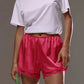 Lace Trim Satin Shorts for Women Silky Elastic Waist Mini Shorts Casual Lounge French Knickers Slip Boxer Pj Bottoms