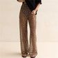 Sequin Mesh Wide Leg Pants Women High Waist See Through Sheer Elastic Waist Beachwear Trousers For Summer Vacation
