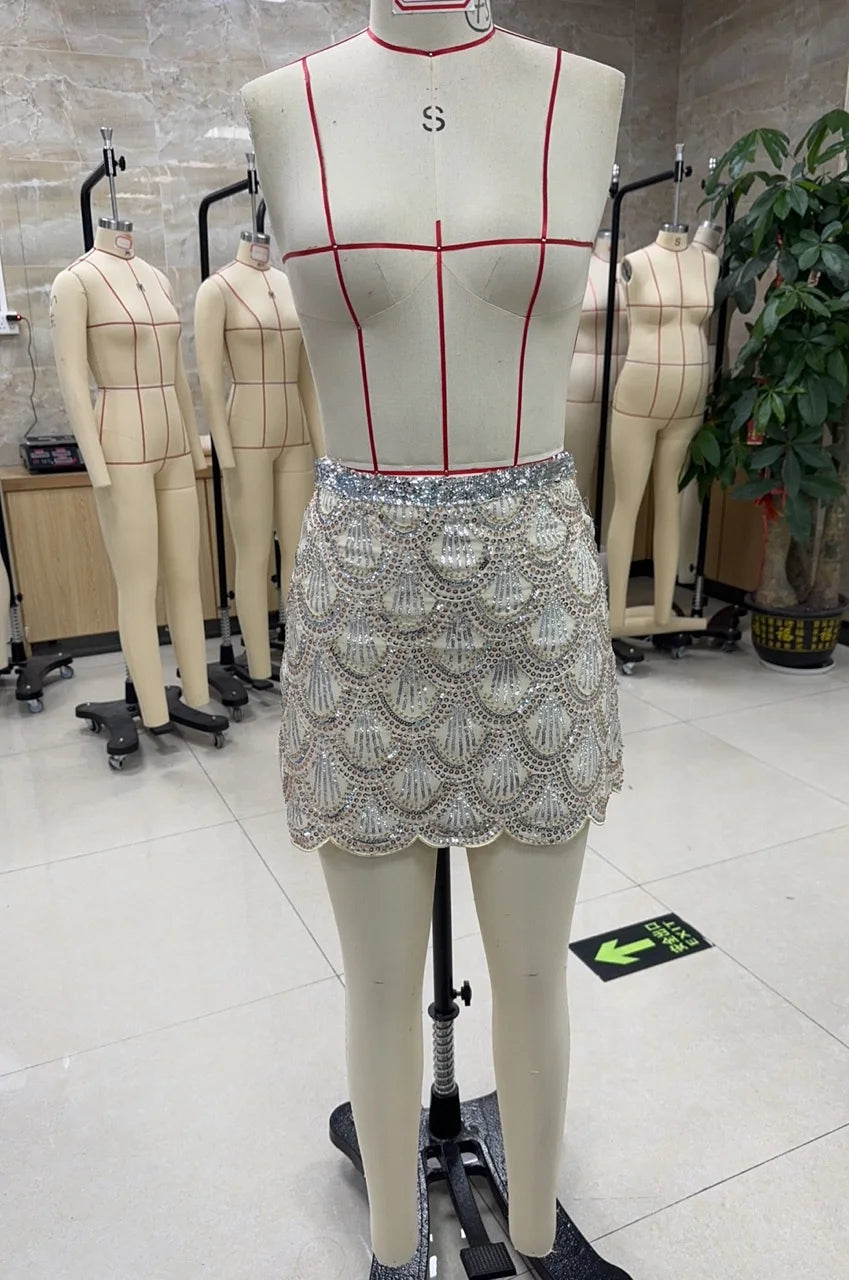 Sequined Skirts for Women Chic Casual Skirts Summer New Party Clubwear Fashion Female High Waist A-Line Skirts
