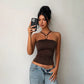 Halterneck Tank Tops for Women Clothing Fashion Sexy Brown Backless Camis Summer 2026