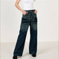 Women Water Washed Denim Pants Low Rise Retro Gradient Loose Straight Leg Jeans with Pockets Vintage Streetwear