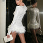 Low-Neck Full Sleeve Furry Patchwork Bodysuit Woman Autumn Trend Shiny Sequins Skinny Stretch Sexy Fashion Streetwear