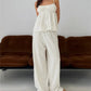 Striped Spaghetti Strap Peplum Top And Wide Leg Pants 2 Piece Set Women Casual Loungewear For Summer Beach Vacation