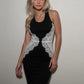 Lace Patchwork Backless Maxi Dresses Elegant Woman for Party Evening Dress White Black