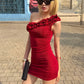 Folds Dress Women Asymmetrical Collar Sleeveless Skinny Summer Fashion Classic Party Sexy Midnight Chic Mini Bodycon