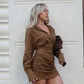 Long Sleeve Mini Shirt Dress Button Down Ruched 2026 Fall Dresses for Woman Elegant