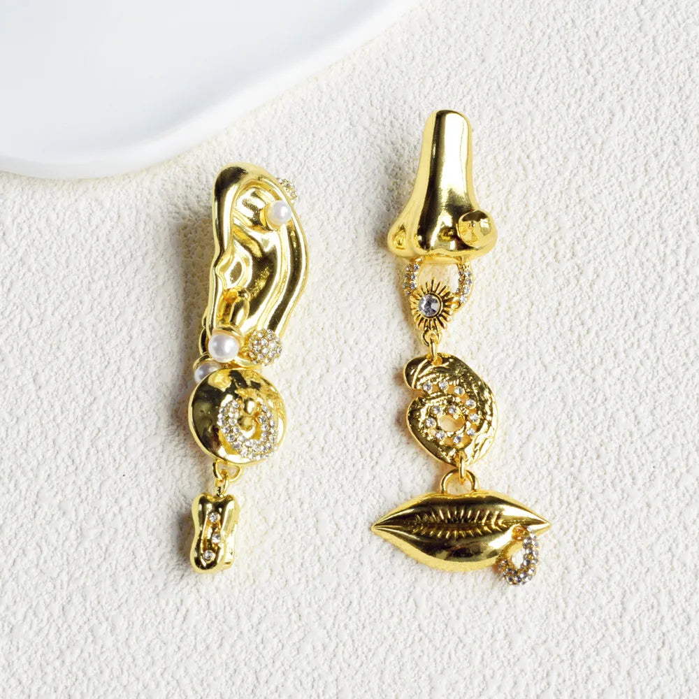 Vintage Metal Alloy With Rhinestone Big Eyes Dangle Earrings For Women Fashion Jewelry Exaggerated Lady Ears' Accessory