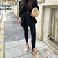 Women Casual Street Elastic High Waist Slim Fit Long Trousers Y2K Ribbed Knit Tight Step on Foot Leggings Sporty Pants
