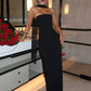 Scarf Collar Strapless Sexy Maxi Dress For Women Fashion Off-shoulder Backless Bodycon Club Party Long Dress Elegant