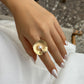 2Pcs Punk Creative Imitation Pearl Lotus Leaves Open Rings Set for Women Goth Gold Color Geometric Finger Ring Wed Accessories
