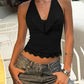 Lace Trim Cowl Neck Halter Tops for Woman Sexy Y2k Clothes Backless Crop Top Tanks Camis Summer 2026