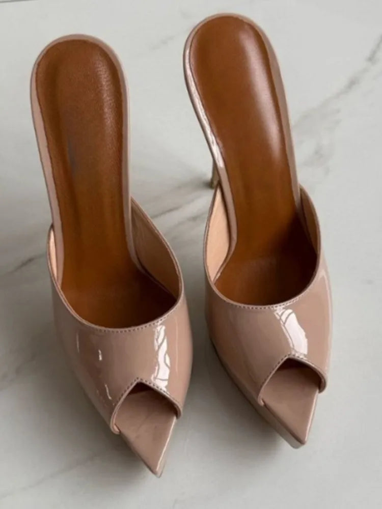 2026 Summer Women's Pointed Toe Open Toe Stiletto Cool Slippers Fashion Women's Wedding Dance Shoes
