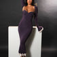 Elegant Long Sleeve Sexy Maxi Dress For Women Gown Fashion Patchwork Square Collar Bodycon Evening Fishtail Dress