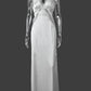 Women Spaghetti Strap Sexy Maxi Dress Lace V Neck Cutout Backless Mermaid Formal Evening Wedding Guest Party Dress