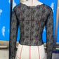 Women Sheer Lace Long Sleeve Top V Neck Halter Button Decor Asymmetrical Hem See Through Blouse Y2K Aesthetic Clubwear