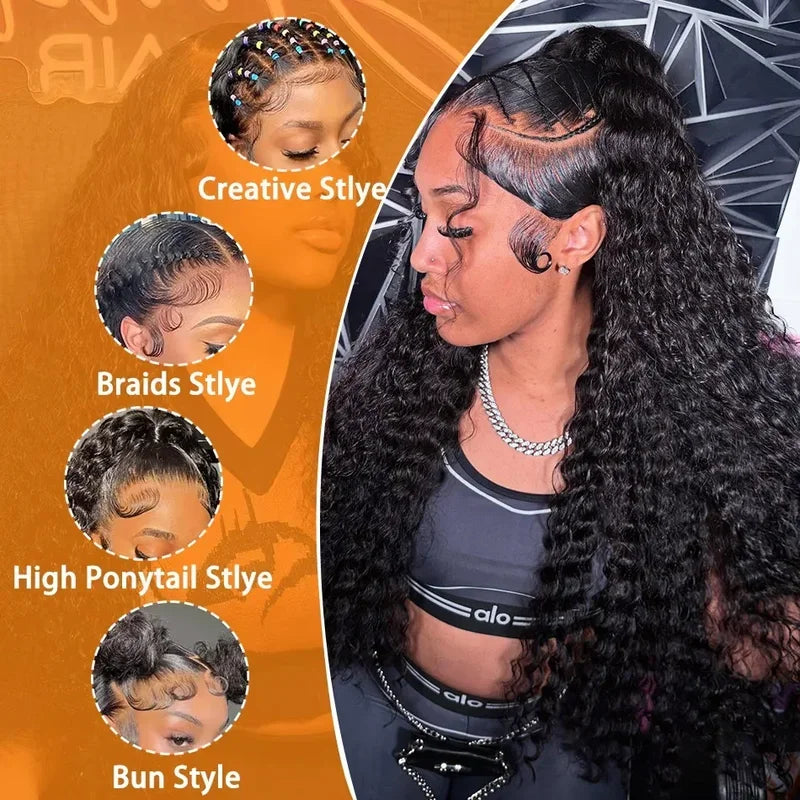 Transparent Lace Deep Wave Frontal Wig Jerrly Curly Lace Front HumanHair Wig For Deep Curly Water Wave Wig