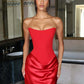 Satin Strapless Backless Sexy Mini Dress Women Elegant Halter Choker Neck Ruched Waist Bodycon Club Party Dresses