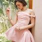Folds Dress Women Inclined Shoulder Sleeveless Fluffy Hem Birthday Party Elegant Sweet Banquet Chic Summer Bodycon