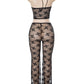 Sexy Jacquard Jumpsuit Women Coquette Midnight Party Waistless Hollow Halter Mesh Activity Clubwear Workout Overalls
