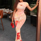 Stylish Floral Print 2-Piece Set Women O-Neck Irregular Hollow Ruffle Split Hem Top+Flare Pants Elegant Vacation Suit