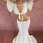 Jacquard Knit 2 Piece Set Women Elegant Ruffled Bead V-Neck Bandages Crop Tops+Long Skirt Fashion Vacation Party Suit
