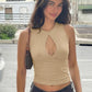 Cutout Sleeveless Cropped Tops 2026 Summer Clothes for Women Fashion Sexy Black Tank Top