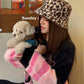 Minimalist Casual Reversible Leopard Plush Bucket Hat For Women
