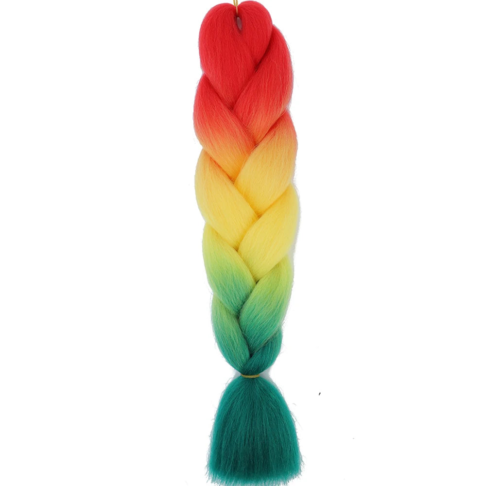 24 Inch Jumbo Box Braids Extensions Synthetic Braiding Hair DIY Hair Braids For Children Pink Purple Yellow Gray