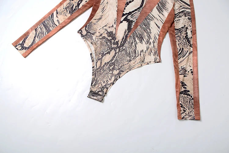 Colorful Patchwork 2 Piece Set Women Fall Trend Hipster Bodysuit Tops+Leggings Tight Stretch Matching Street Outfits