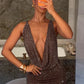 Women Rhinestone Maxi Dress Sleeveless Deep V Neck Backless Bodycon Mermaid Long Dress Evening Party Club Formal Gown