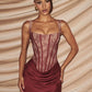 Lace Corset Mini Dress Women Square Neck Wide Strap Ruched Satin Bodycon Short Dress Club Party Cocktail Vestidos