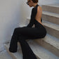 Sexy Women Jumpsuit Backless Flare Spring Trend o-Neck Elegant Skinny Full Sleeve Basic Solid Street Fitness Overalls