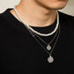 Vintage Goth Imitation-Pearl Coin Pendant Choker Necklace for Men Fashion Statement Punk Snake Chain Grunge Jewelry Steampunk
