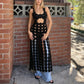 Women Sleeveless Cut Out Dot Mesh Maxi Dress Tassel Hem See Through Bodycon for Party Club Night Out Events