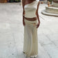 Sexy Two Piece Set Smocked One Shoulder Crop Top and Long Skirts Elegant Woman Vacation Outfits