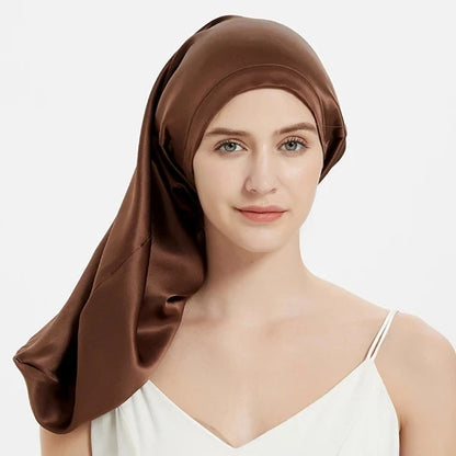 100% Mulberry Silk Bonnet Sleep Hair Cap Long Bonnets with Elastic Tie Band Adjustable Straps for Long Curly Dreadlock Braid