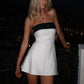 Off-shoulder Strapless Sexy Mini Dress For Women Robe Patchwork Backless Sleeveless High Waist A-line Club Party Dress