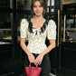 Daily Tank Top Women Sweet Lace Patchwork Trend Bow Applique Polka Dot Print Short Sleeve Patchwork Chic Party Club Tess