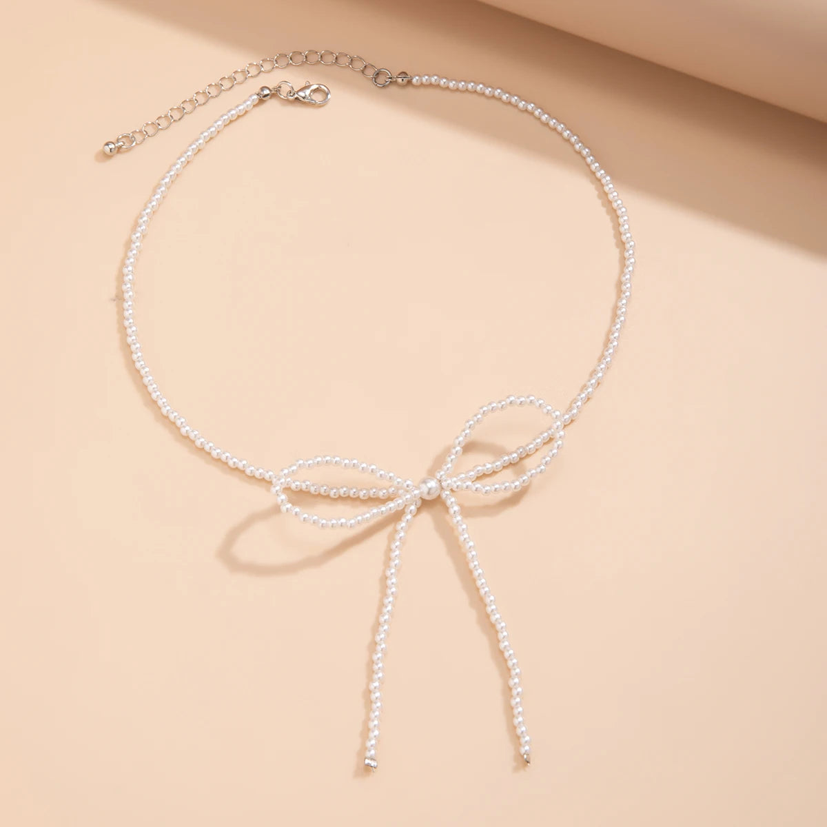 Exquisite Elegant Knotted Bowknot Clavicle Chain Necklace Women Goth Imitation Pearl Ball Choker Aesthetic Jewelry Accessories