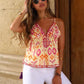 Boho Beach Floral Print Embroidery Camis for Women Tops Casual Deep V Neck Sleeveless Backless Tassel Strap Top Summer