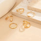 5Pcs/Set Trendy Irregular Geometry Opening Foot Rings for Women Unique Golden Adjustable Toe Rings Summer Beach Jewelry