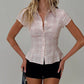 Women's Y2K Short Sleeve Plaid Button Down Shirt Button Down Blouses Tops Casual Summer Shirt Tops 90s Streetwear