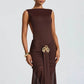 Sleeveless Backless Split Pleated Maxi Dress Elegant Sexy Evening Party Dresses for Wedding Guest